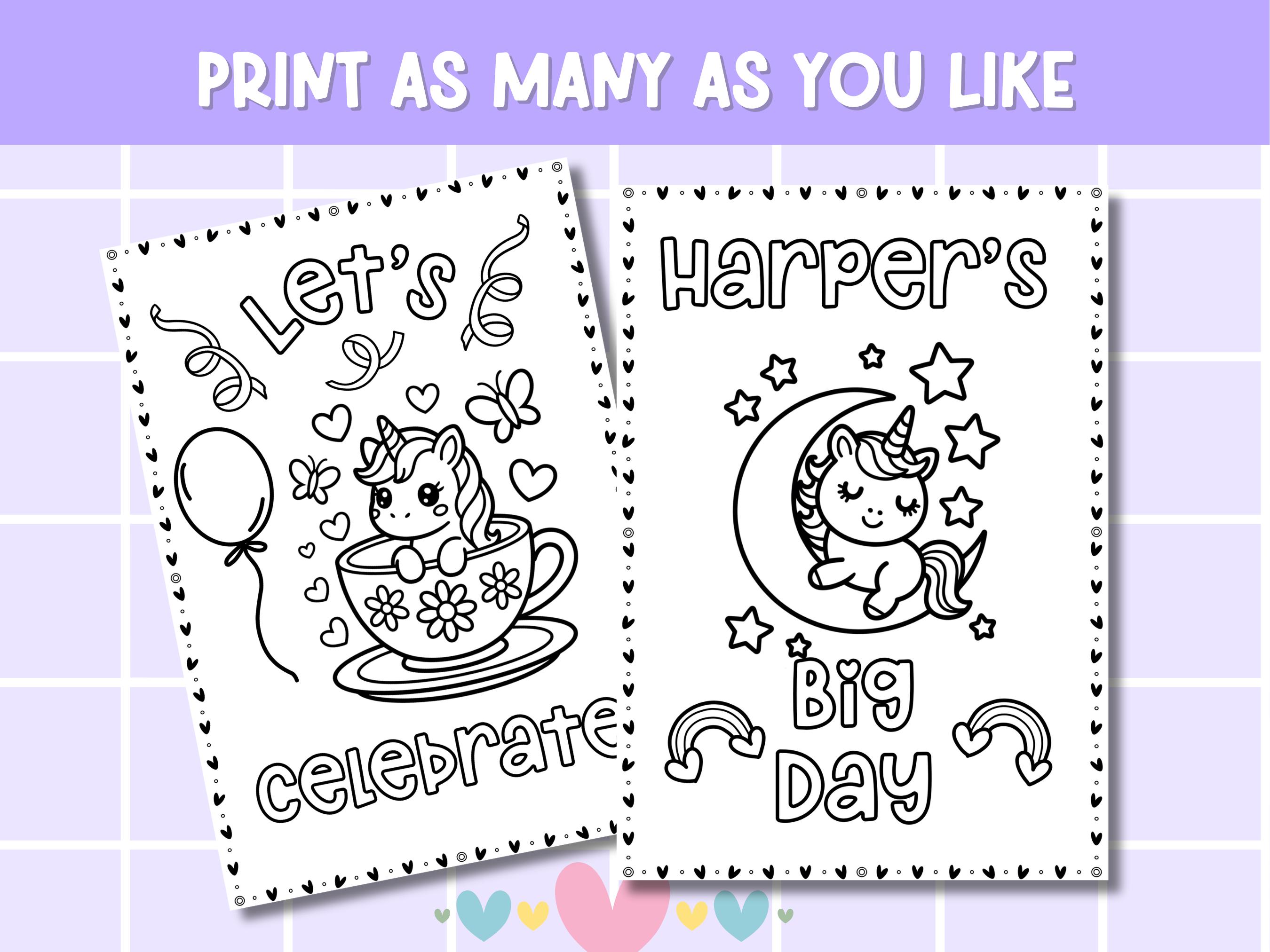 Personalized Birthday Coloring Pages – Custom Name Unicorn Printable ...