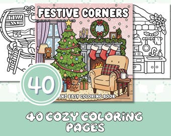 40 acogedoras escenas navideñas para colorear (PDF + PNG)