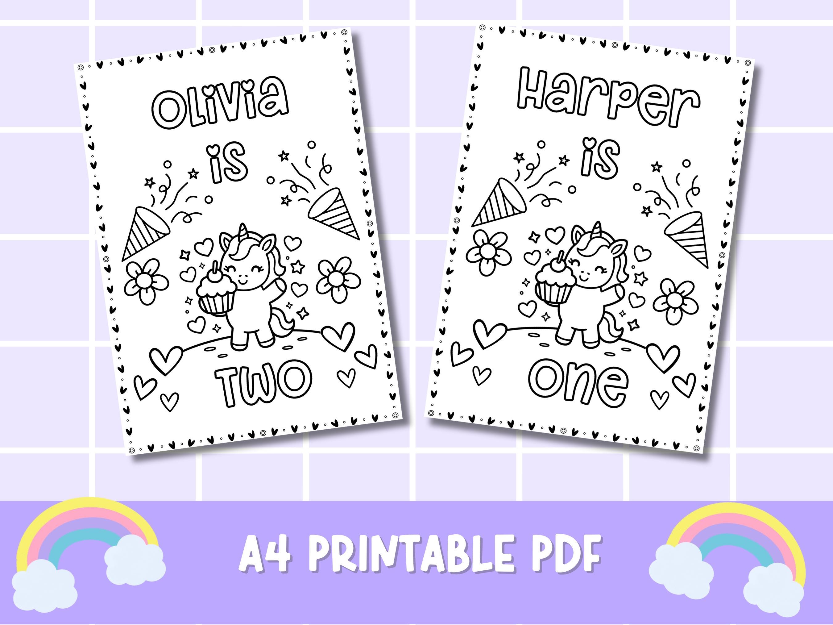 Personalized Birthday Coloring Pages – Custom Name Unicorn Printable ...