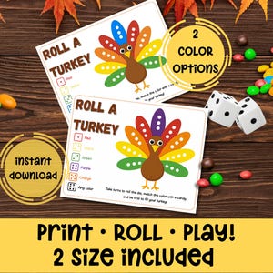 Roll a Turkey Game | Printable Thanksgiving Activity for Kids and Adults