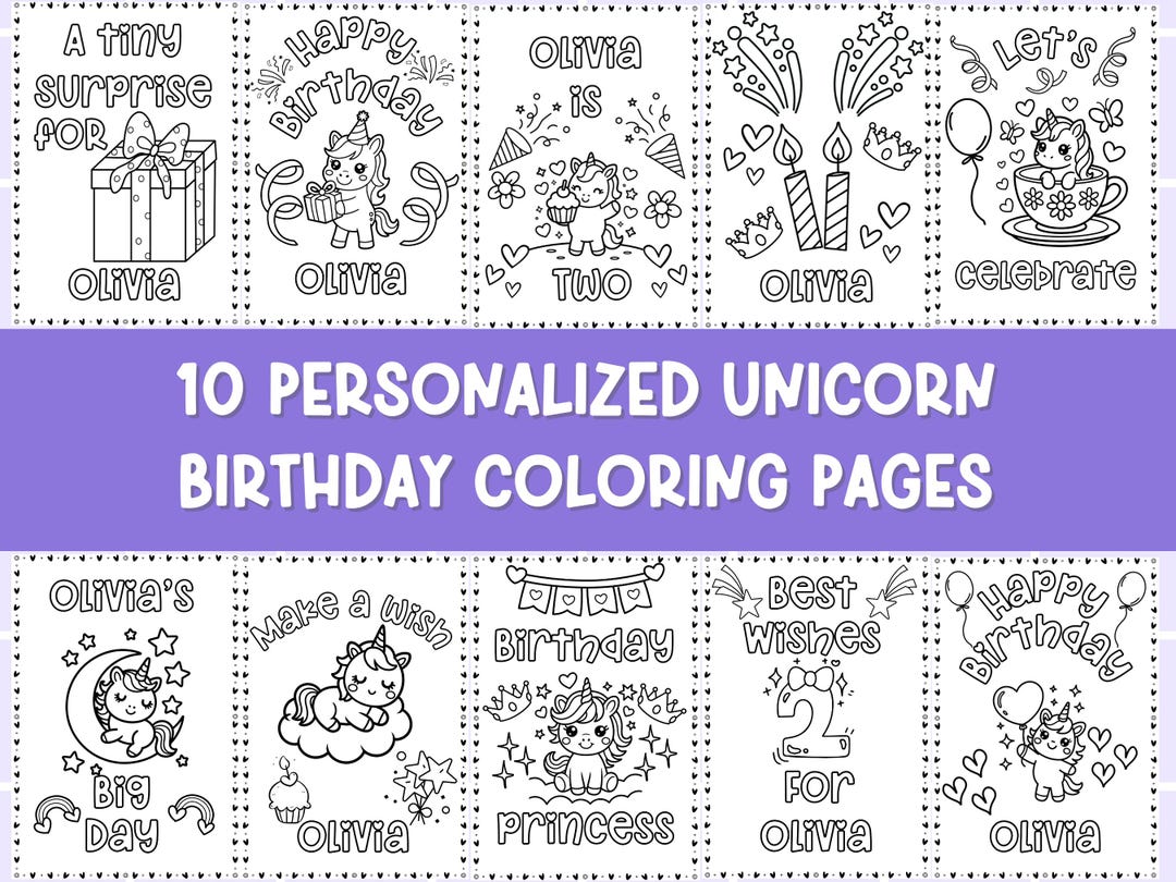 Personalized Birthday Coloring Pages – Custom Name Unicorn Printable ...