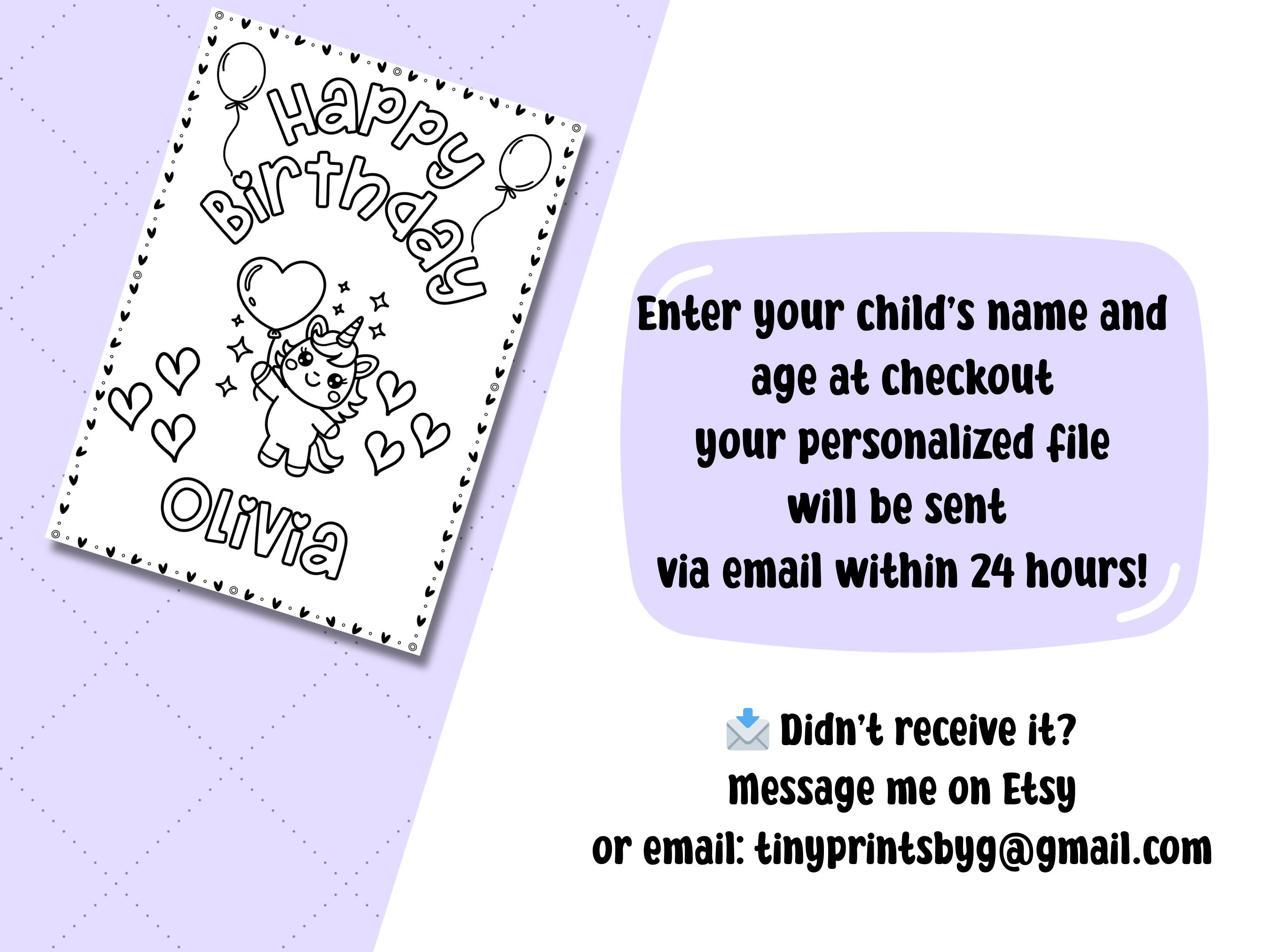 Personalized Birthday Coloring Pages – Custom Name Unicorn Printable ...