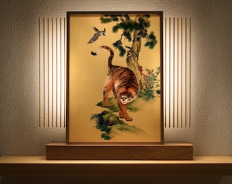 The Vigilant Tiger: Golden Realm of Pine and Birds