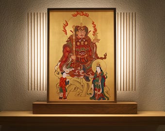 Regal Bishamonten: Golden Guardian with Celestial Attendants