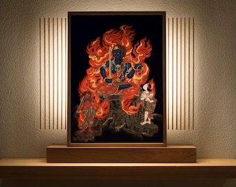 Fudo Myoo with Two Attendants – Fiery Protector's Embrace