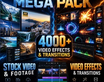 Ultimate Video Editing Bundle | 4000+ Cinematic Transitions, Effects & Stock Footage | Content Creator Pack