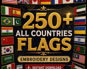 250+ All Countries Flags PNG Bundle | World Flags Collection | Instant Download