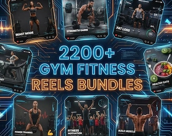 2200+ Gym Fitness Reels Templates | Canva Videos (Digital Download)