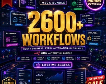 2600+ n8n Workflows Bundle | Business Automation Templates (Instant Download)
