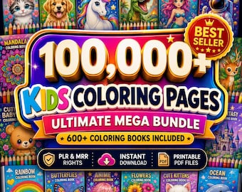 100.000+ Ausmalbilder Mega Bundle PLR Kinder & Erwachsene