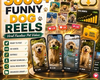 3000+ Funny Dog Reels Bundle | Viral Puppy Videos for Social Media (Digital Download)