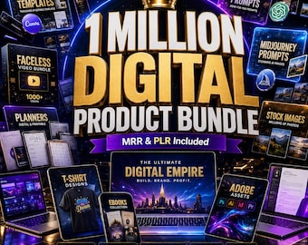 Ultimate Digital Product Bundle | MRR, PLR, Canva Templates, AI Prompts