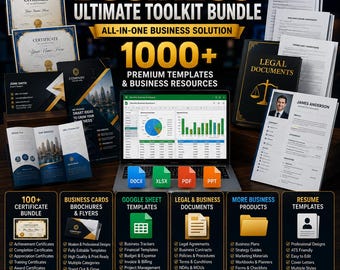 Business Bundle | Editable Branding Templates |Certificates, Resume Templates, Business Cards, Flyers, Google Sheets & Legal Documents