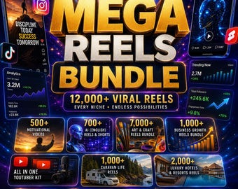 Mega Reels Bundle | 12,000+ Viral AI Reels, Instagram Reels, TikTok Videos, YouTube Shorts, Motivational & Business Content, Commercial Use