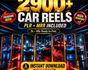 2900+ Luxury Car Reels: Viral Faceless Video Content (PLR & MRR Pack)