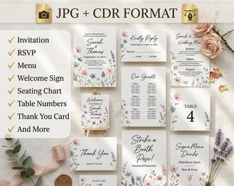 Wedding Invitation Template Bundle | 1300+ JPG & CDR Files | Wedding Stationery Set | Instant Download