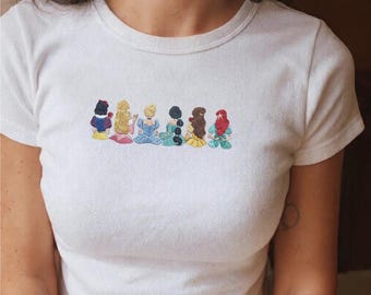 Custom Embroidered Disney Princess Baby Tee, Vintage Princess Baby T-Shirt, Magical Disney Summer Outfit