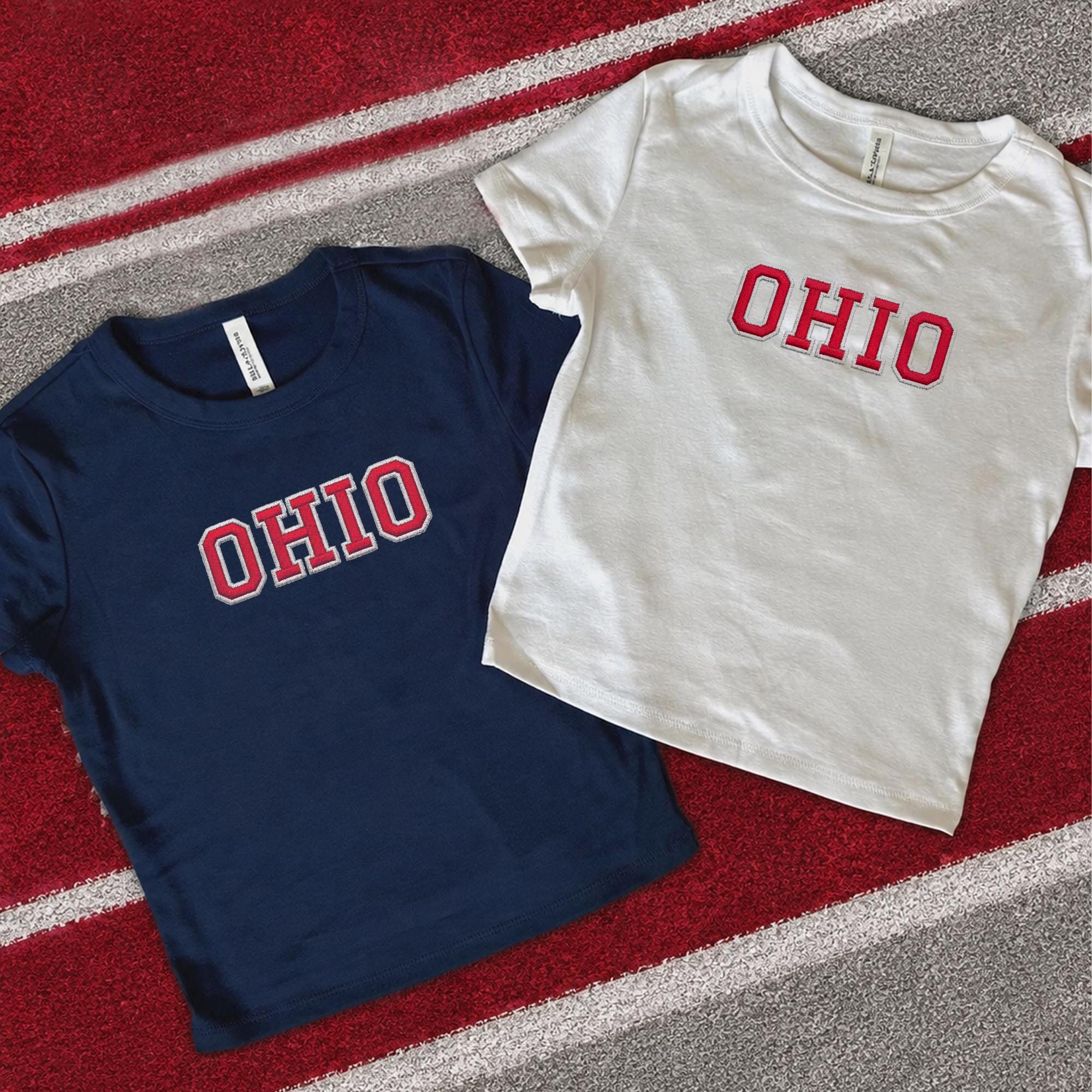 Ohio State Baby Tee, Custom College Embroidered Shirt, Personalized University TShirt, Game Day Tee, Football Fan Shirt, Trendy Sports Tee