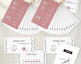 Mini libro de puntadas de costura, guía de bordado, kit de bricolaje para principiantes