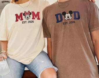 Embroidered Mom & Dad Disney Tee, Mickey Minnie T-Shirt or Sweatshirt, Family Matching Disney Shirt