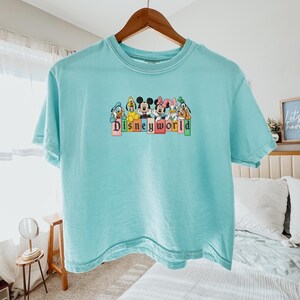 Embroidered Mickey & Friends Crop Top, Disney World Boxy Tee, Minnie Mickey Trip Shirt, Family Disney Outfit image 2