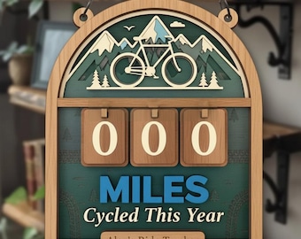 Miles Cycled This Year Tracker Sign, Custom Miles Ridden Board, Personalized Biker Gift, Yearly Ride Tracker for Cyclists and Fitness Lovers
