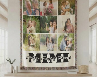 Personalized Photo Blanket Custom Mom Blanket Picture Collage Blanket Mothers Day Gift Grandma Gift Family Photo Blanket