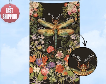 Subtle F*ck Trump William Morris Dragonfly Hand Towel, Art Nouveau Cottagecore Decoration, Cottagecore Floral Towel, Liberal Gift