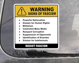Warning Fascism Sticker, Anti-Trump Resist Political Decal Original, Anti Trump Sticker, Anti MAGA Sticker, Funny FDT Sticker