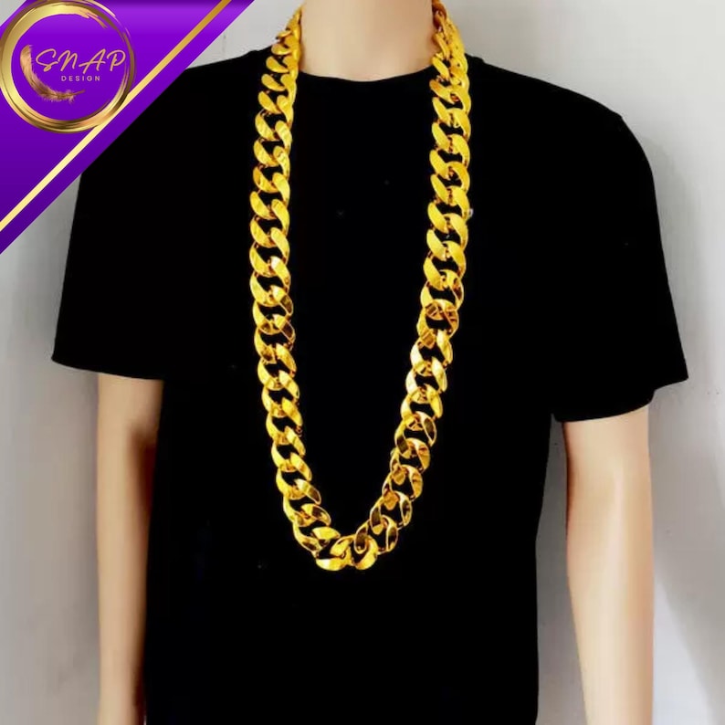 Funky R Gold Chain Oversized Gold Chain Necklace, Fake Gold Rapper Chain, Chunky Hip Hop ...