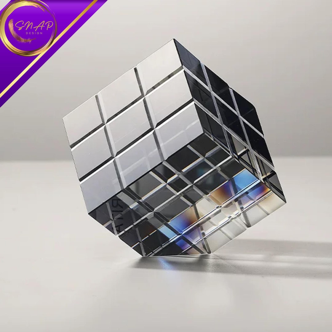 Modern Crystal Cube Sculpture | Minimalist Geometric Desk Decor ...