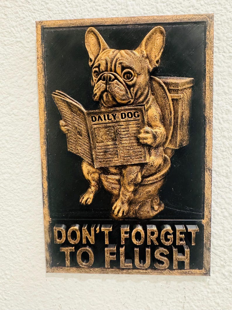 Funny French Bulldog Bathroom Sign – Don’t Forget to Flush Wall Decor ...