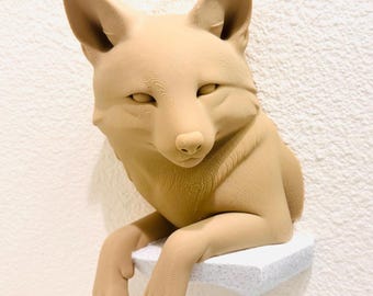 Escultura de pared de zorro relajado / Arte mural de animales del bosque / Decoración rústica natural para el hogar, la cabaña o la oficina / Pieza decorativa de vida silvestre hecha a mano