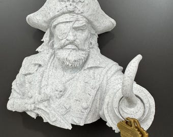 Gancho para llaves de pared con forma de calavera pirata, decoración gótica náutica, montaje en pared de capitán pirata, entrada, cueva de hombre, decoración costera para el hogar