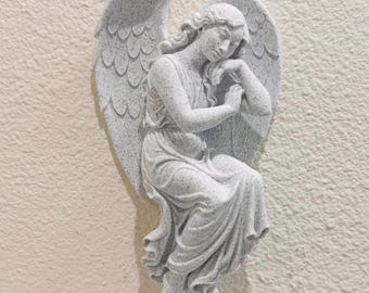 Escultura de pared de ángel guardián: ángel en reposo, decoración de pared, regalo conmemorativo, arte espiritual para el hogar, regalo de condolencia para seres queridos.
