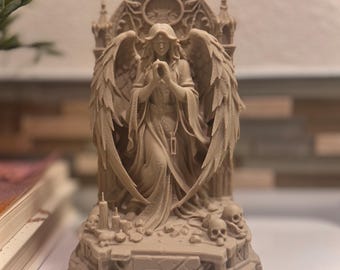 Gothic Angel Statue, Praying Guardian Angel Decor, Angel Sculpture, Dark Gothic Home Decor, Angel Figurine Gift, Dark Academia Art,