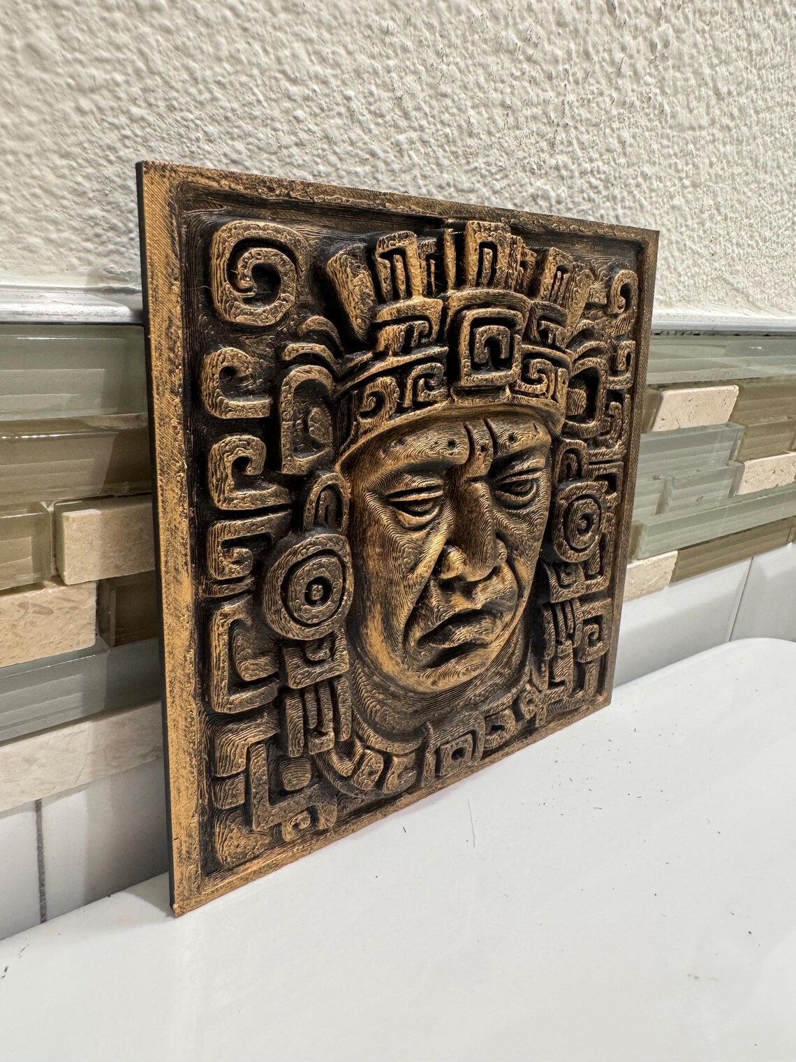 Aztec Warrior Wall Art: Bronze Stone Look, Tribal Decor (6x6 Inches) - Etsy