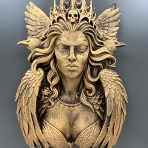 Morrigan Wall Sculpture | Celtic Goddess Bust | Gothic Wall Decor | Dark Mythology Art | Witch Gift for Her