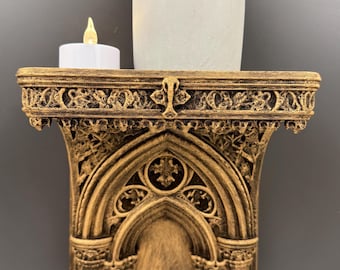 Estantería de pared estilo catedral gótica / Estantería con arco de catedral / Decoración medieval oscura para el hogar / Estantería flotante pequeña / Regalo de estética oscura