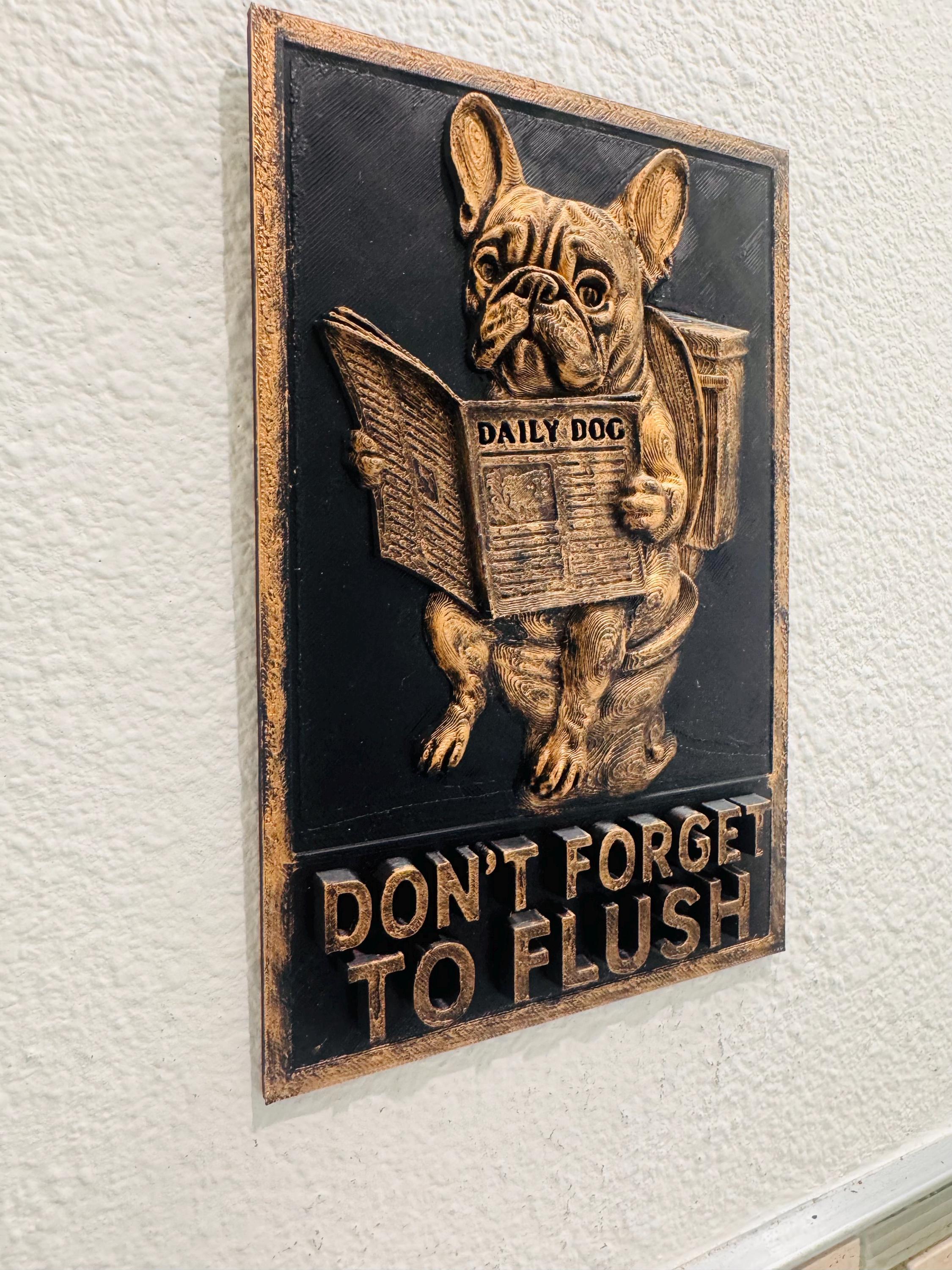 Funny French Bulldog Bathroom Sign – Don’t Forget to Flush Wall Decor ...