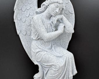 Resting Angel Wall Sculpture | Memorial Sympathy Gift | Bereavement Wall Art | Peaceful Spirit Home Decor | Remembrance Wall Hanging