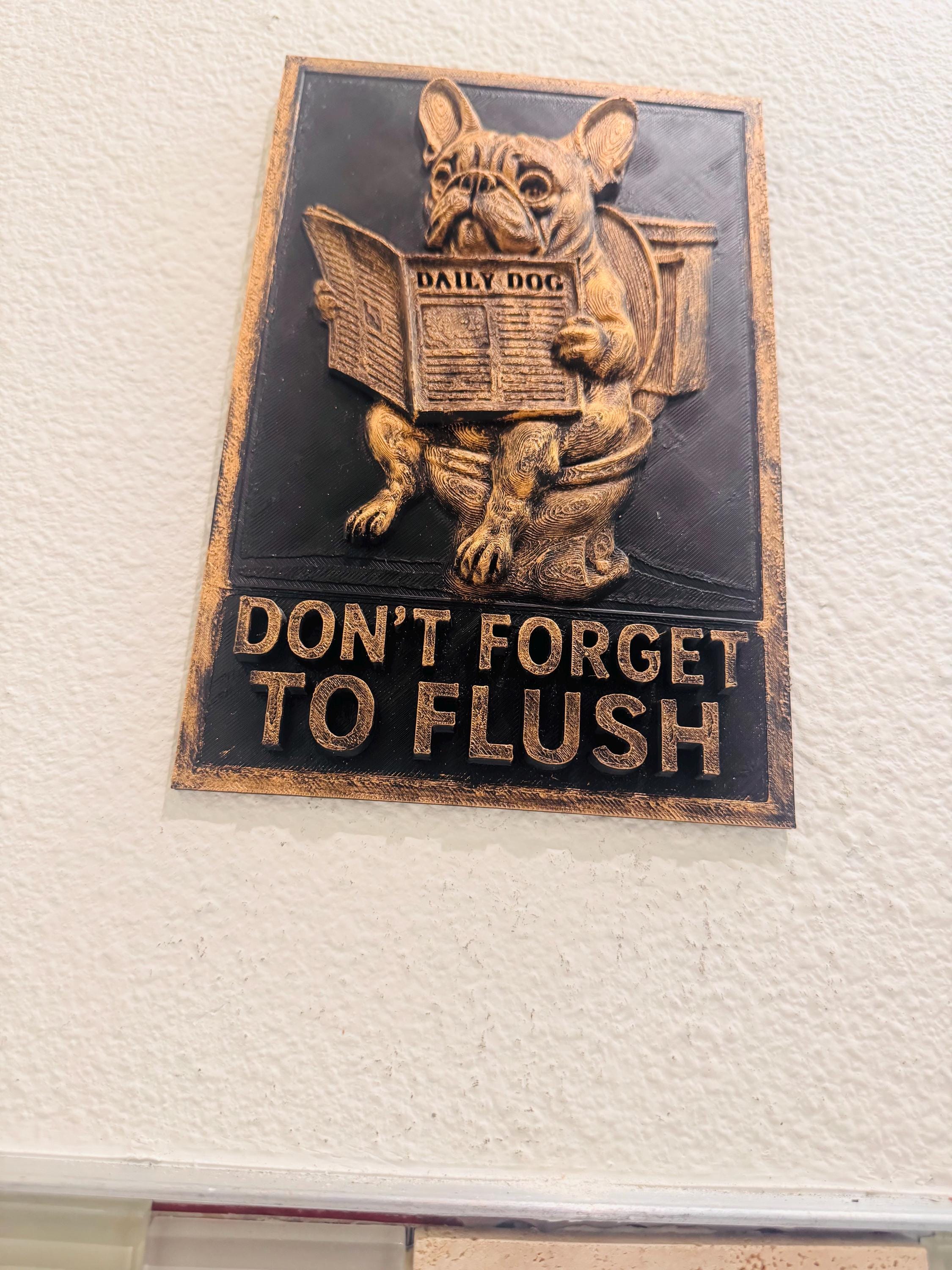 Funny French Bulldog Bathroom Sign – Don’t Forget to Flush Wall Decor ...