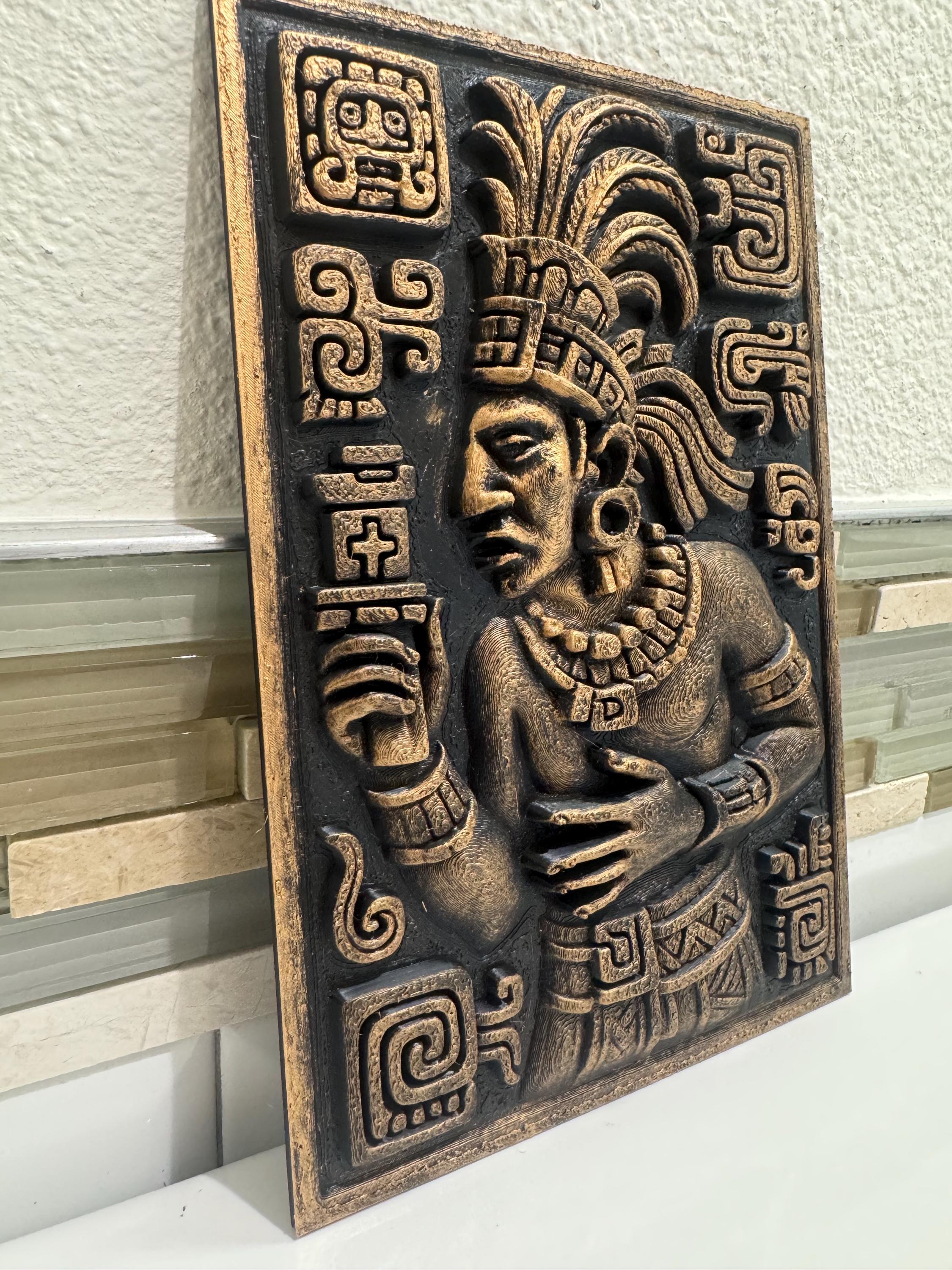 Aztec Warrior Wall Art | Gold and Black Relief Sculpture | Ancient ...