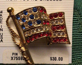 Patriotic Napier Flag Brooch on Original Card