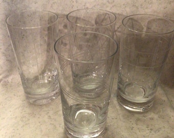Midcentury Modern Etched Barware Glasses Set of 4