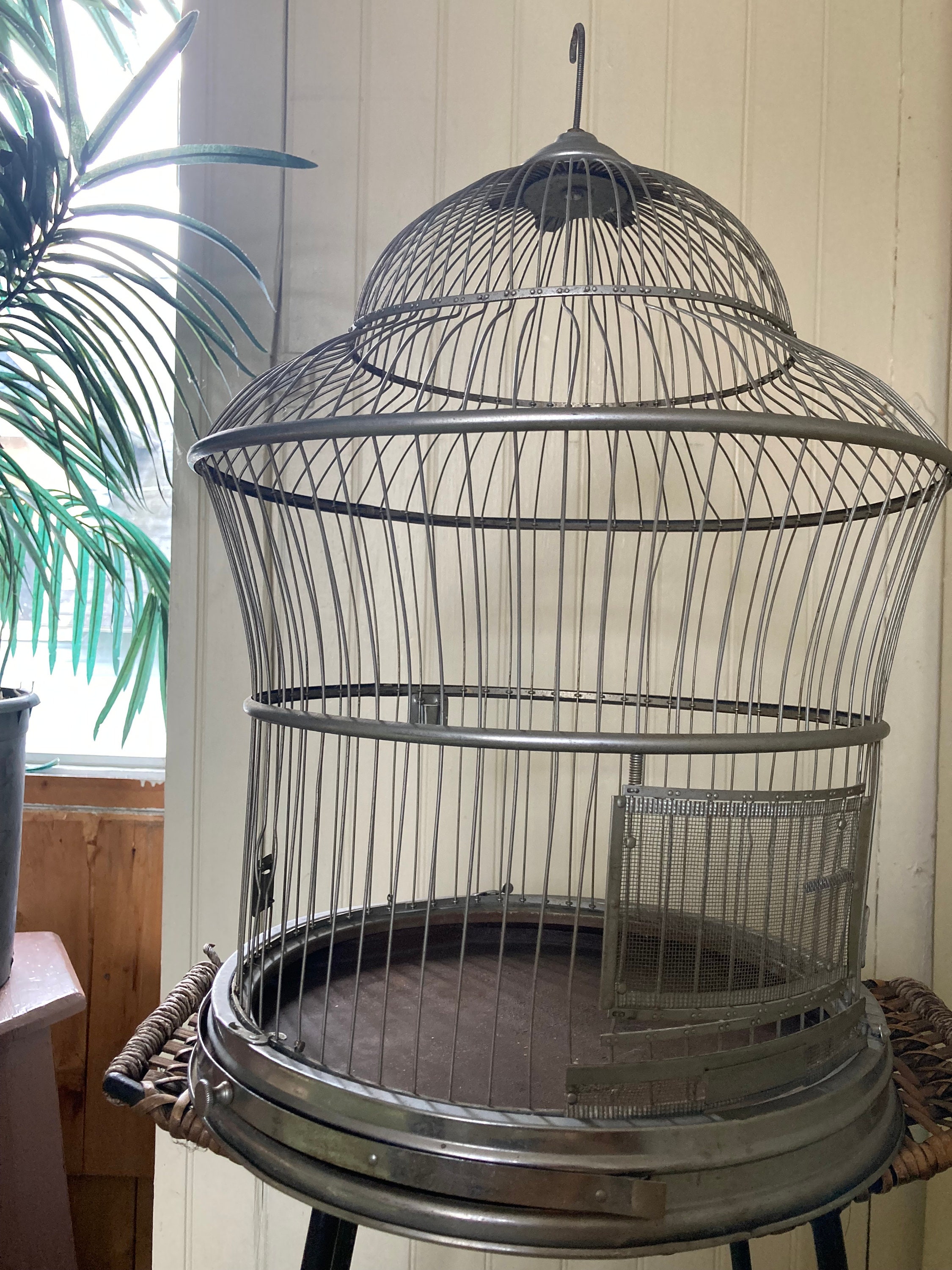 Tall Vintage Hanging Bird Cage (SOLD) - Antique Church Furnishings