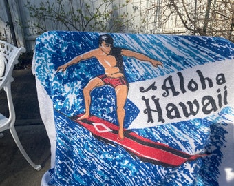 Aloha Hawaii Souvenir  Beach Towel Midcentury
