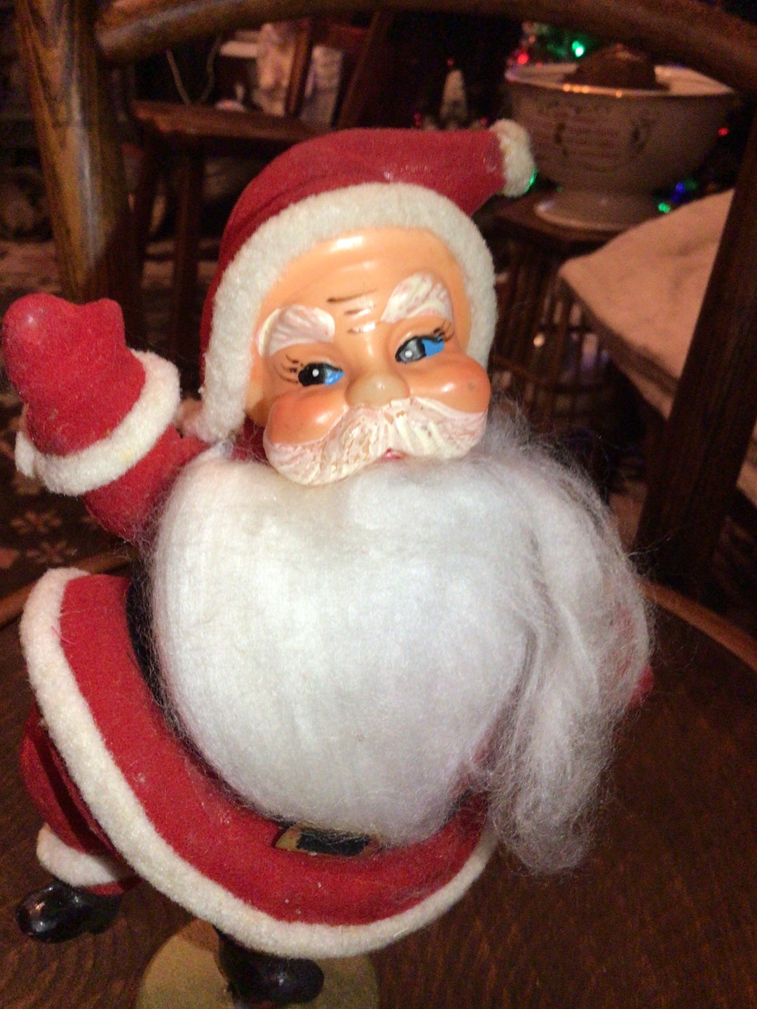 Unusual Tabletop Blow Mold Christmas Dancing Santa 1970 Etsy