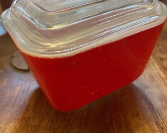 Rare Pyrex Red  Mini Storage with Lid