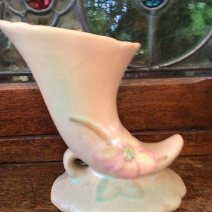 Weller Wild Rose Cornucopia Vase 6 inch